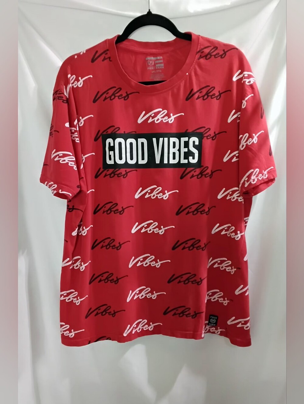 PHAT FARM Good Vibes Graphic Print T-Shirt Men's 2XL Red Short Sleeve